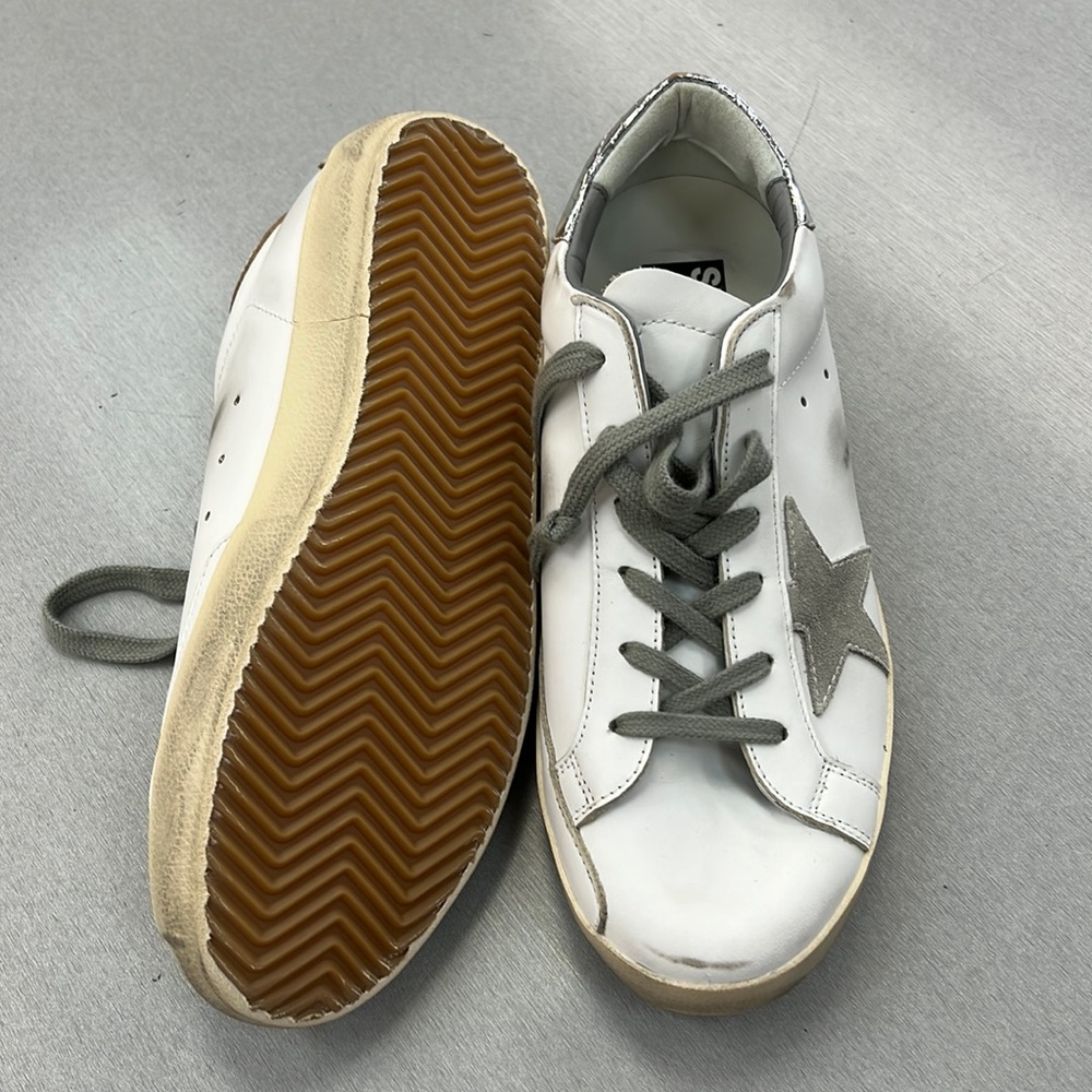 Golden Goose White and Gray Sneakers